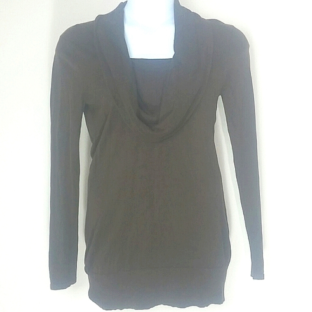 Susan Lewis Sweater silk cowl neck long sleeve tunic length Dark Brown Vintage